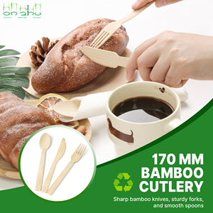 Önceden Sarılmış Peçete ve Tek Kullanımlık Bambu Çatal Bıçak Seti Kamp Gereçleri Seti Bambu Sofra Takımı ve Mutfak Eşyaları - Product Image 1