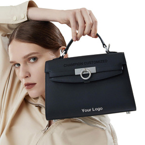 Bolso de mano de cuero crossgrain con asa superior y logotipo personalizado, bolso de oficina para mujer, bolso cruzado clásico para mujer - Product Image 5