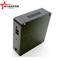 Casing Aluminium Mini PC Tanpa Kipas Warna Abu-abu dengan Sirip Pendingin Atas untuk Komputer Industri Terintegrasi, Pelindung Casing