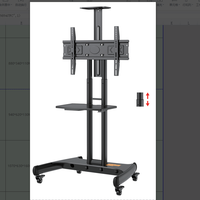 Chariot TV mobile robuste, support TV réglable en hauteur avec étagère pour écran interactif de 22 à 70 pouces, tableau blanc intelligent