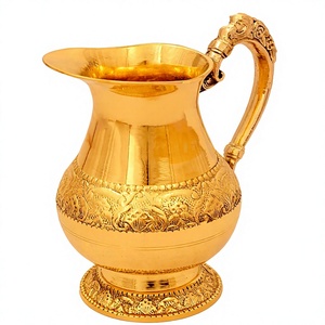 Hammered Brass Eco-Friendly Stocked <b>Water</b> <b>Jug</b> Thermal Insulation (6-12 Hours) | Lightweight Camping Use Hand Grip Classic Design - Product Image 1