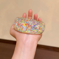 Bracelet large et épais en résine, motif floral à pois coloré, tendance, bijoux fantaisie, cadeaux pour femmes