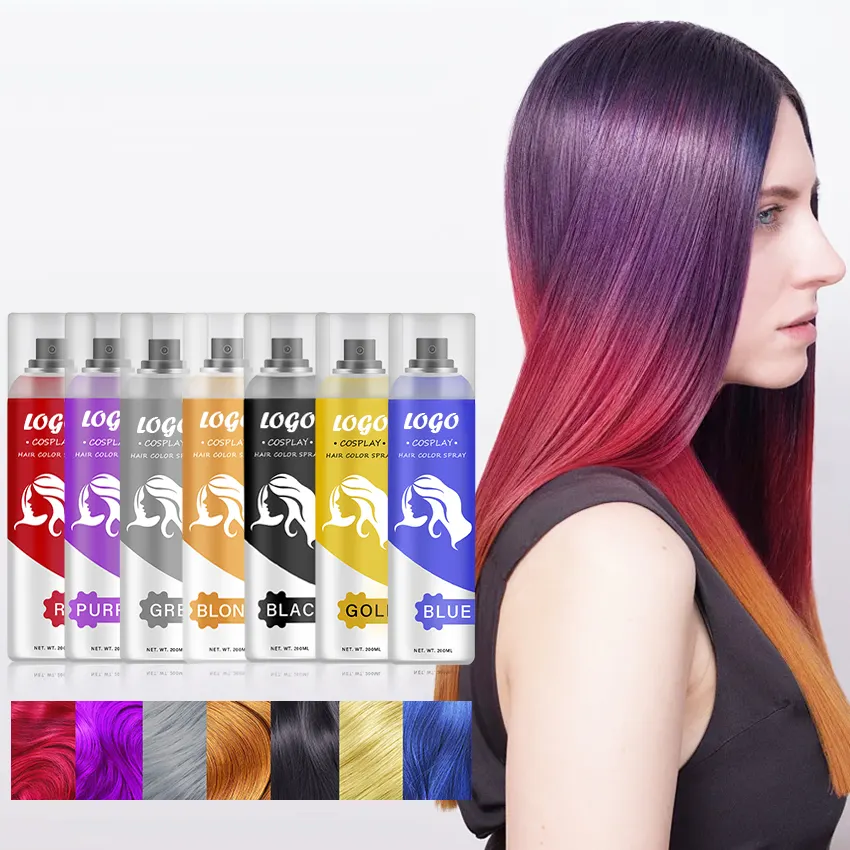 Cosplay Diy, juego de tiza de Color de pelo temporal lavable no tóxico para niñas, peines para teñir el cabello, logotipo personalizado, fiesta, hogar, Spray de Color para el cabello