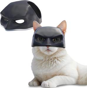 Schwarzer TPE Gummi Andere Haustier bekleidung Zubehör König Katze Fledermaus Kostüm Cosplay Maske Kopf - Product Image 6