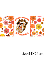 LETOP 1pcs Durable Aquarelle Abeille Texte Fleurs Verre Tasse Wrap 16oz Love Flowers Mama UV pour DTF Cup Wraps pour Enseignants