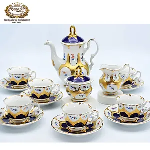 17pcs porcelain vintage Germany shiny gold luxury afternoon tea pot coffee cup gift sets