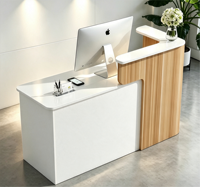 Table de Réception en Bois pour Bureau, Salon de Beauté et Petit Comptoir de Caisse, Meuble Commercial au Design Moderne