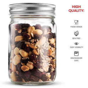 खाद्य भंडारण <span class=keywords><strong>16oz</strong></span> मेसन जार ग्लास नियमित मुंह चांदी धातु Lids के साथ कैनिंग जार - Product Image 6