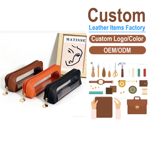 Bolsa transparente para brochas de maquillaje de cuero PU, bolsa de viaje impermeable para lápices y brochas para cejas, disponible en varios colores - Product Image 2