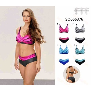 Costume da bagno intero HDJ taglie forti con controllo pancia, scollo incrociato, vita alta, colore sfumato, da donna, taglie 42 44 46 48 - Product Image 3