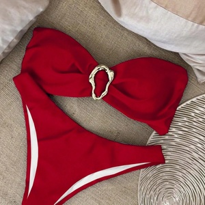 Traje de Baño Bikini de Cintura Alta con Push-Up para Mujer, Proveedor OEM, con Tirantes en V, Material Spandex/Poliéster, Secado Rápido - Product Image 4