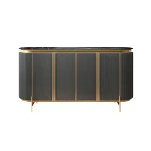 2022 Hot Selling Antique Mirrored Sideboard Cabinet Gold Stainless Steel 2 doors sideboard living room