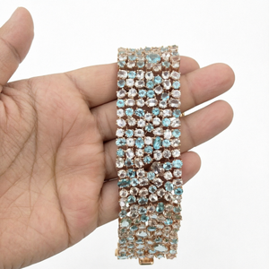 Bracelet à breloques en zircon couleur or rose, bracelet élastique en zircone cubique, bijoux pour fête de mariage 6 - Product Image 1