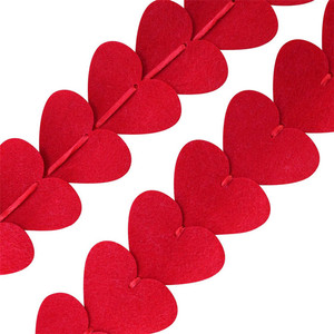 Fournitures de mariage coeur cheveux feutre suspendu drapeau en forme de tissus bannière gratuit bricolage coeur rouge rideau de porte - Product Image 5