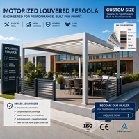 Pergola moderne en aluminium avec stores motorisés, protection UV, tissu écologique, toit à lames, ombrage flexible, terrasse résistante au vent