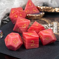 Pour Udixi Logo personnalisé RPG donjons et Dragons motif rouge Agate jeu de dés ensemble pierre précieuse polyédrique style