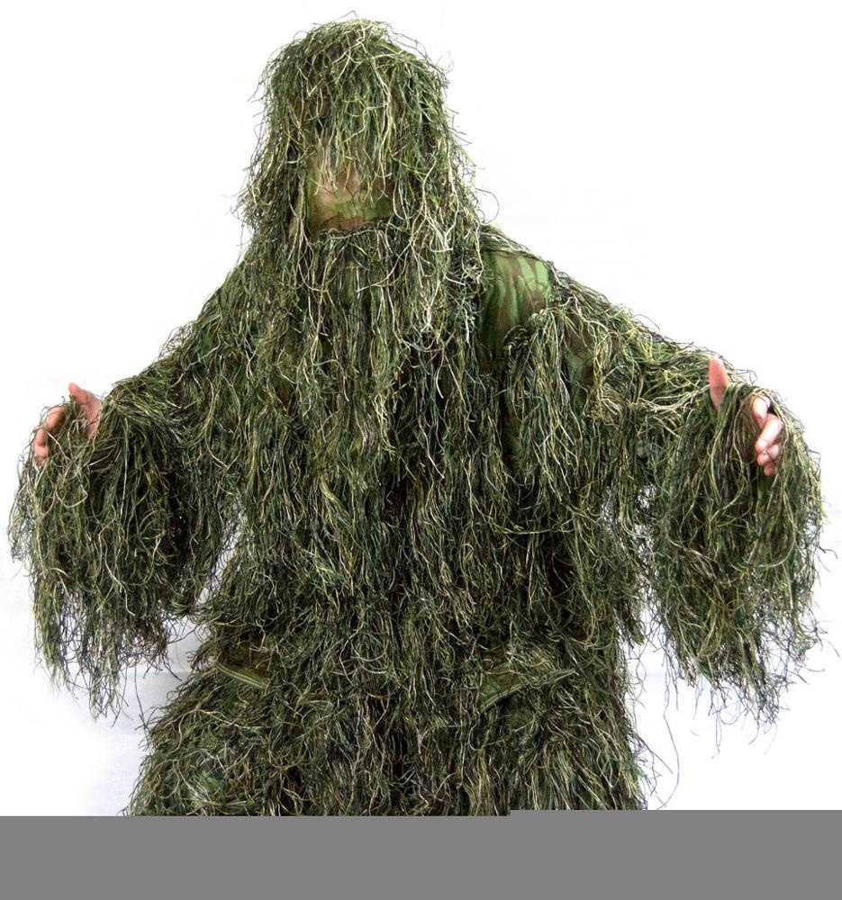 Zennison terno de corpo inteiro para uso ao ar livre Ghillie Camuflagem 3D de grama terno Ghillie