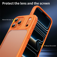 Coque de téléphone antichoc translucide mate pour iPhone 17 16 15 Pro Max, anti-chute, orange, en TPU+acrylique avec trou pour cordon amovible