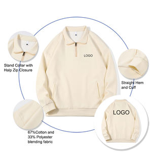 Jersey de mezcla de polialgodón unisex, sudadera de ocio a granel con cuello de solapa y cremallera 1/4 - Product Image 2