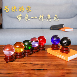 Ensemble d'ornements en boule de cristal K9, sphère en verre colorée avec gravure interne, décoration d'intérieur, cadeau artisanal - Product Image 3