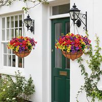 Fleurs artificielles violettes pour jardin, porche, patio, décoration intérieure, 7 tiges, résistantes aux UV, fausses fleurs en buissons, vente en gros