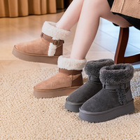 Bottes de neige pour femmes, semelle épaisse, col en fausse fourrure, boucle métallique, chaudes, antidérapantes, hiver, hauteur accrue