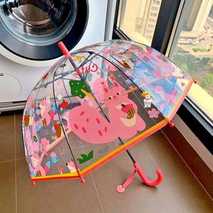 Promotion Parapluie Droit Semi-Automatique Transparent en EVA Anti-Vent à Motif Dessin Animé Mignon pour Enfants, Idéal pour les Garçons de Maternelle et les Voyages - Product Image 4