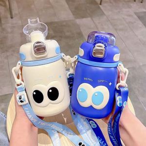 Creative Big Eyes <b>Thermos</b> Cup Kids 316 Flask Tumbler Straw Kettle Cartoon Water <b>Bottle</b> With Straw Portable Strap - Product Image 4