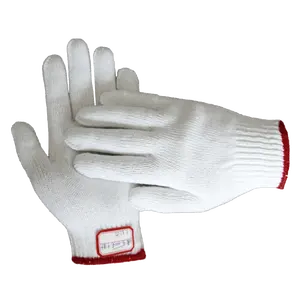 Natürliche weiße Baumwolle Gestrickte Sicherheits arbeits handschuhe Poly Baumwolle Arbeits handschuhe