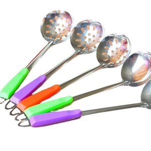 Colorful Handled Stainless Steel Soup Ladle, Kitchen Soup <b>Serving</b> <b>Spoon</b>, Stirring <b>Spoon</b>, Hanging Strainer, Hot Pot Ladle, - Product Image 5