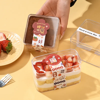 Boîtes à Gâteaux Brownies Transparents en Gros pour Emballage Alimentaire, Desserts, Tiramisu, Bonbons, en Plastique PS avec Étiquette Personnalisée