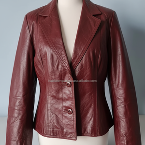 Chaquetas de mujer Vintage 80s de cuero genuino Chaquetas universitarias de Invierno para mujer hechas a mano - Product Image 1