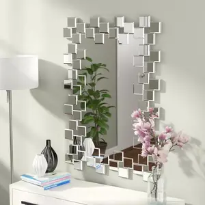 홈 장식 현대 및 현대 환상적인 휴게실 거울 3D 디자인 악센트 벽 거울 사각형 모양 프레임
