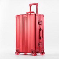 Valise de Voyage Métallique de Luxe Haut de Gamme en Alliage d'Aluminium avec 4 Roues en Gel et Poignée en PU Couleur Assortie