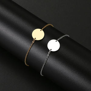 Ciondoli in bianco a forma di fai <span class=keywords><strong>da</strong></span> te in oro placcato oro placcato minimalista in acciaio inossidabile rotondo bracciale ciondolo a forma di moneta per uomo e donna - Product Image 3