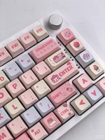 Clavier mécanique personnalisé avec des touches de clavier en PBT de profil XDA, crème rose fraise, 133 touches, collection de touches de clavier