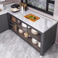 Étagère de rangement de cuisine en métal, directement de l'usine, personnalisable OEM, mobile, à trois niveaux, réglable, durable, pour vaisselle et bols