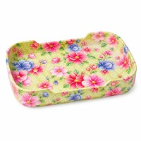 Plateau rectangulaire en mélamine avec impression florale colorée, plateau de service en mélamine à base verte