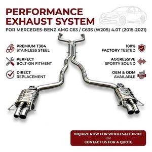 Système d'échappement Catback à soupapes en acier inoxydable Vortex pour Mercedes AMG W205 C63 C63S 4.0T avec sorties d'échappement quadruples chromées - Product Image 1