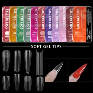 550 Stuks Pre-Buff Extra Lange Nagel Tips Zachte Gel Tips Volledige Dekking Nep Amandelnagels Dunne Heldere Gel Nagel X Verlengtips