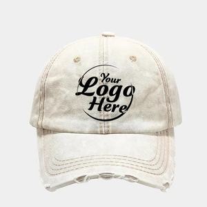 Casquette de baseball OEM unisexe en denim vieilli personnalisée 6-Panel Vintage Dad Hat casquettes de baseball - Product Image 3