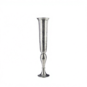 Florero de aluminio de lujo antiguo plateado para hoteles y vajilla Venta caliente Florero de trompeta de metal plateado para suministros de boda y fiesta - Product Image 1