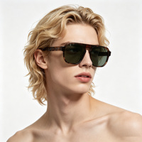 Lunettes de soleil carrées rétro double pont, légères, monture intégrale, protection UV400, OEM ODM, polarisées, faites à la main en acétate, unisexe, vente en gros