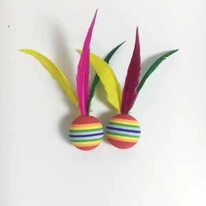 Bon arc-en-ciel Jazzminton Paddle Ball <span class=keywords><strong>jeu</strong></span> intérieur extérieur jouet-jouer à la plage Tennis raquette balle ensemble plume Paddle jeux - Product Image 2