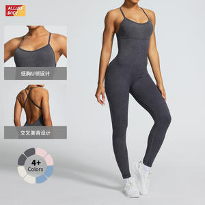 Body de Yoga sin Costuras para Mujer Allure Body, Cuello Redondo, Espalda Cruzada, Alta Elasticidad, Ropa Deportiva de Color Sólido 8025 - Product Image 1