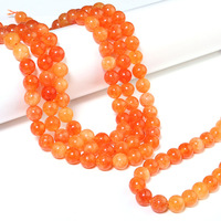 Manik-manik Bulat Batu Matahari Emas Oranye, Untaian Manik-manik Batu Matahari Longgar 6/8/10mm, Aksesori Perhiasan DIY Buatan Tangan untuk Hadiah Wanita Pria