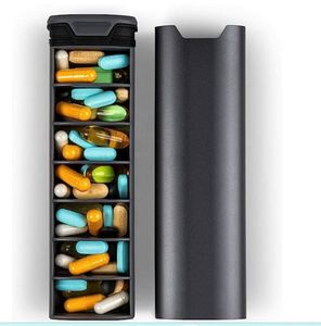 Boîte à pilules personnalisable, étanche, résistante aux enfants, en alliage d'aluminium, grande capacité, compartimentée, pour 7 jours, pour organiser les recharges de pilules - Product Image 3