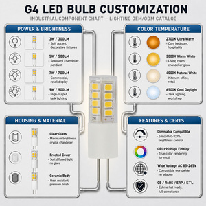 หลอดไฟ LED G4 แรงดันไฟฟ้ากว้าง 3W 2800-320LM AC/DC 12V SMD 2835 ETL RoHS 15000H รับประกัน 2 ปี หลอดไฟข้าวโพดแสงวอร์มไวท์ - Product Image 4