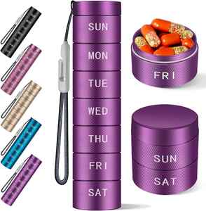 7 Days Portable Travel Flat Lid Boxes Stackable Waterproof Metal Medicine Holder <b>Tablet</b> <b>Container</b> Aluminum Alloy Pill Box Custom - Product Image 2
