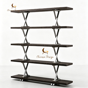 Customizable Solid Wood Bookshelf <b>Shelf</b> Saddle Leather Ash Multi-Tier Wave Decorative - Product Image 3